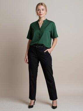 Zara Woman Black Slim Straight Leg Tailored Pants XL Office Chic